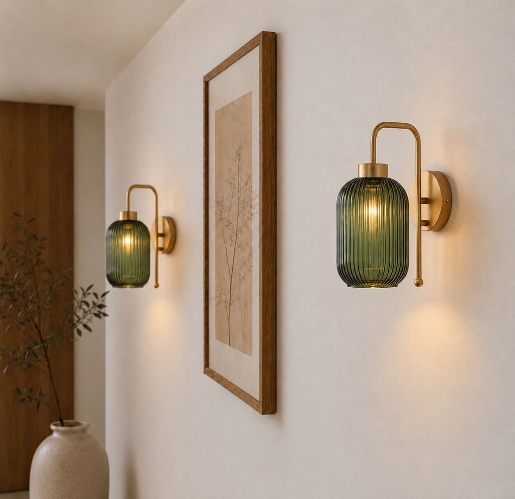 Mona | Modern Green glass wall light