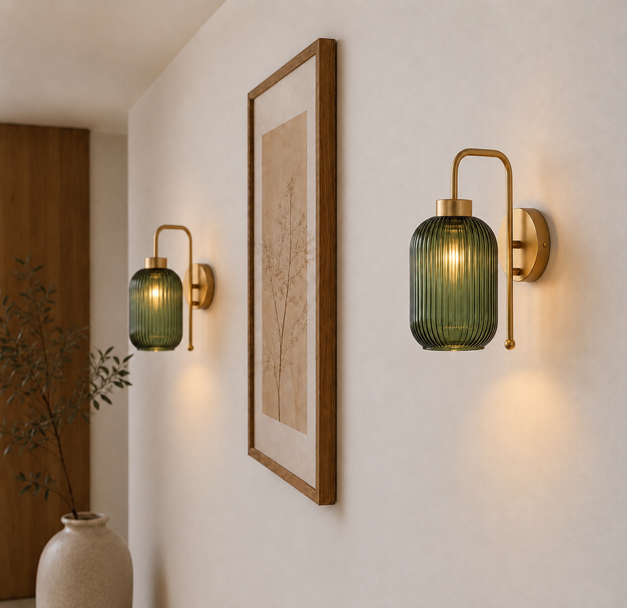 Mona | Modern Green glass wall light